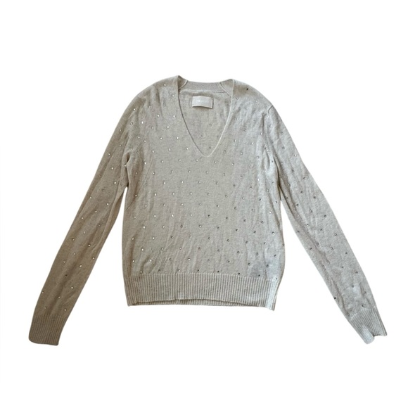 Zadig & Voltaire ELYA CP STRASS V-Neck Crystal Cashmere V-Neck Sweater Size XS - Picture 5 of 13